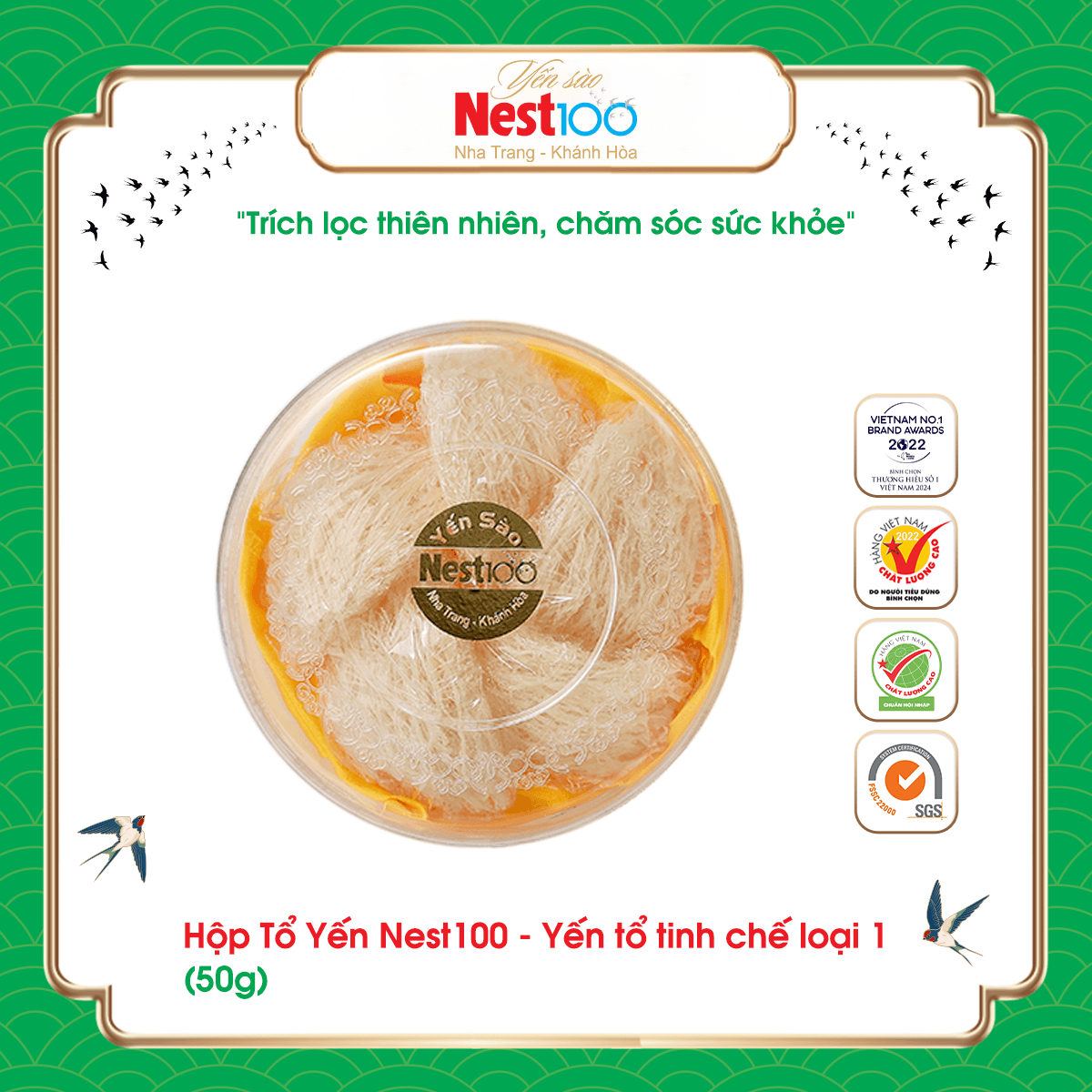 Yến tổ Nest 100 – Tinh chế loại 1 (hộp 50g)