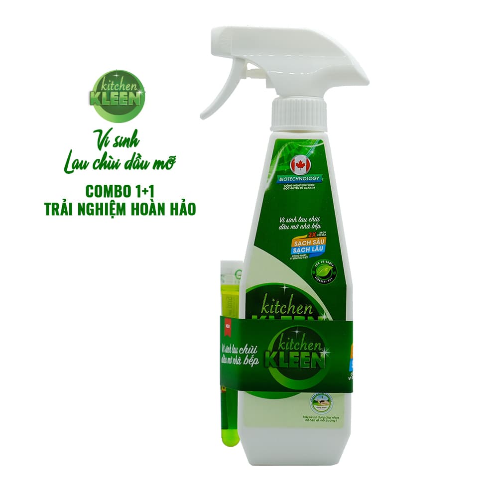 Bộ vi sinh lau chùi dầu mỡ Kitchen Kleen (01 Chai 500ml + 01 ống 5ml)