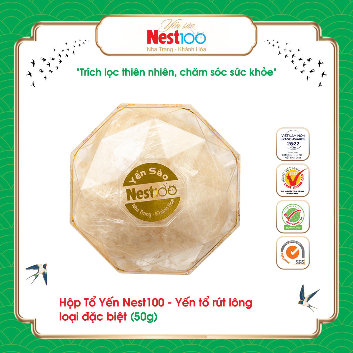 Yến tổ Nest100 – Rút lông loại đặc biệt (hộp 50g)