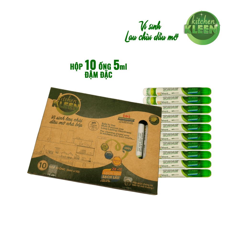 Hộp vi sinh lau chùi dầu mỡ Kitchen Kleen (10 ống 5ml)