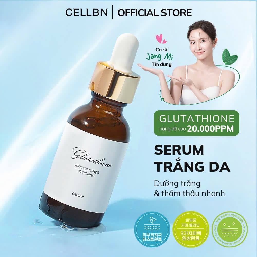 Serum Trắng Da Mờ Thâm Nám Glutathione 20.000ppm CELLBN hỗ trợ sáng da & chống oxy hoá cao 30ml