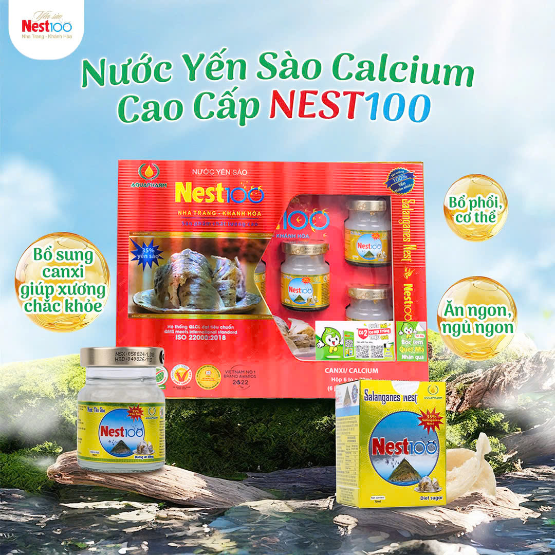 Hộp 6 hũ – Yến sào Nest100 Calcium 35% yến chưng đường phèn (70ml_hũ) _1