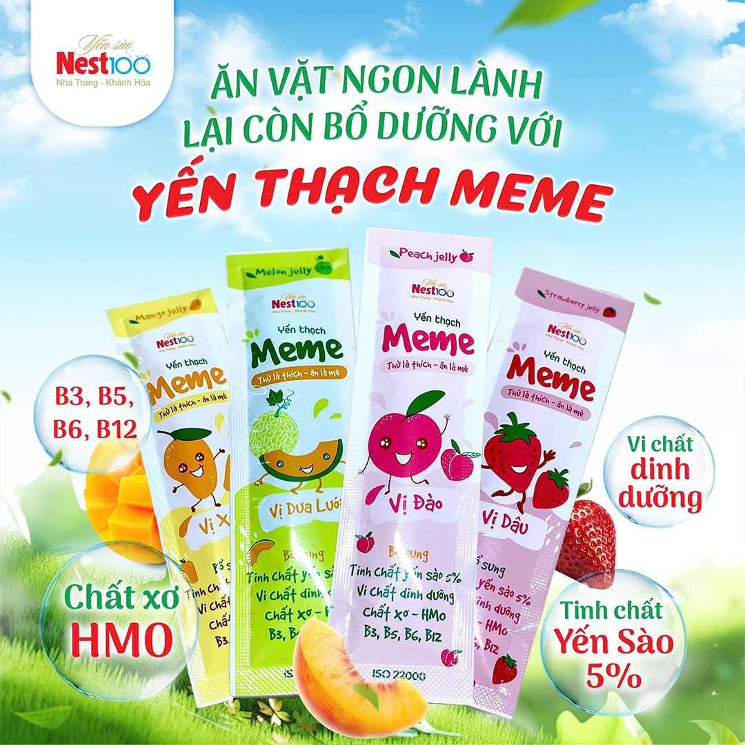 Yến thạch Meme Nest100 tinh chất yến sào 5% (Hộp 12 gói x 26g) (2)